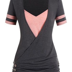 SUPER CUTE ROSEGAL LARGE CROSS OVER DOUBLE TOP